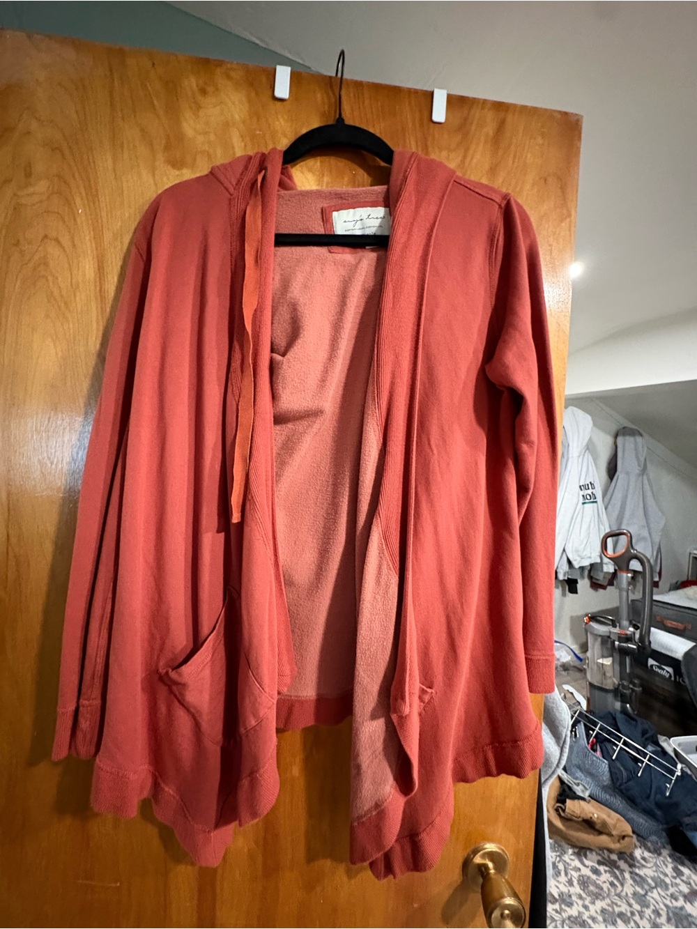 evy's tree Open-Front Hooded Cardigan in Rust
